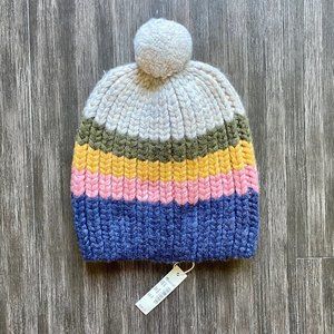 NWT Madewell Striped Pom-Pom Beanie